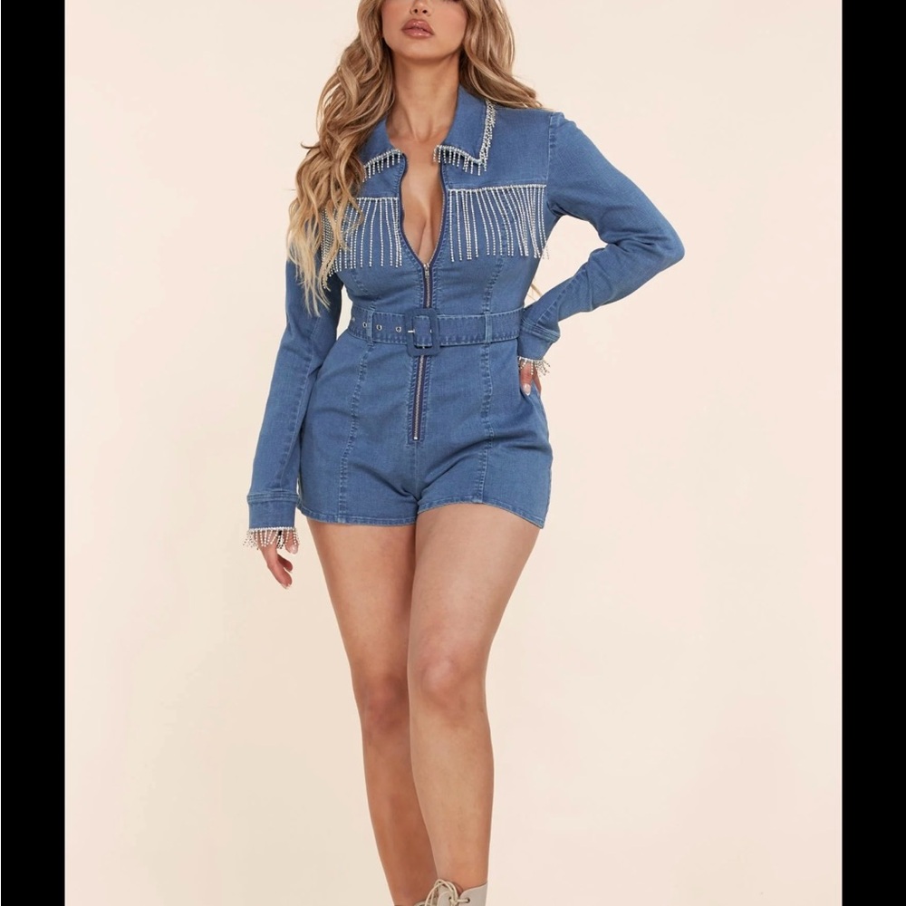 demin rhinestone romper 1x